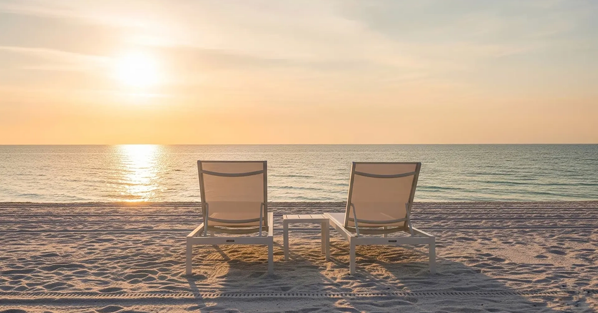 A peaceful sunset scene captures the sense of calm that draws buyers to Florida’s Gulf Coast